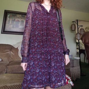 Loft Sheer Floral Babydoll Dress